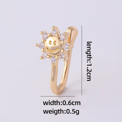 1 Piece Simple Style Solid Color Plating Inlay Copper Zircon Gold Plated Ear Cuffs