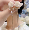 1 Pair Lady Geometric Star Bow Knot Tassel Inlay Alloy Artificial Rhinestones Artificial Pearls Drop Earrings