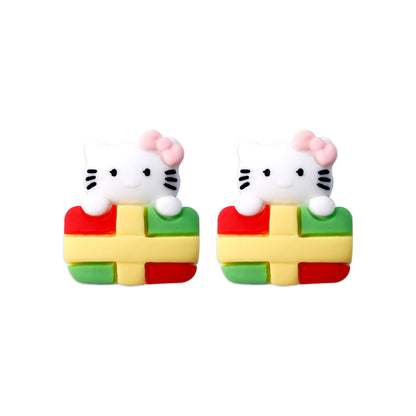 1 Pair Cute Christmas Tree Santa Claus Christmas Socks Three-dimensional Arylic Synthetic Resin Ear Studs