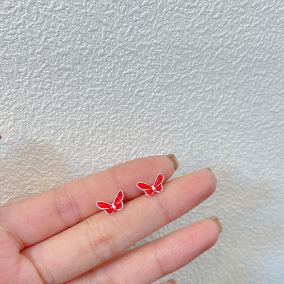 1 Pair Simple Style Commute Heart Shape Crown Bow Knot Enamel Alloy Ear Studs