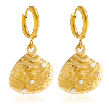 1 Pair Simple Style Classic Style Shell Plating Inlay 304 Stainless Steel Pearl 18K Gold Plated Drop Earrings