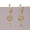 1 Pair Ig Style Heart Shape Smiley Face Flower Plating Hollow Out Inlay Copper Zircon Drop Earrings