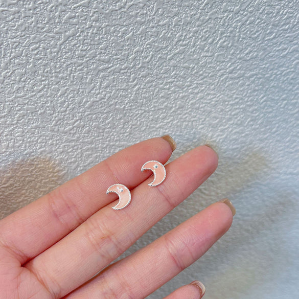 1 Pair Simple Style Commute Heart Shape Crown Bow Knot Enamel Alloy Ear Studs