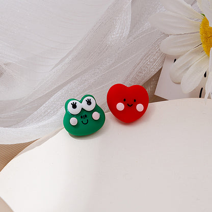 1 Pair Cartoon Style Animal Candy Strawberry Asymmetrical Plastic Ear Studs