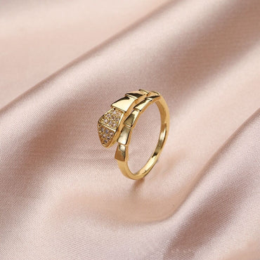 Simple Style Butterfly Fish Tail Copper Inlay Zircon Rings