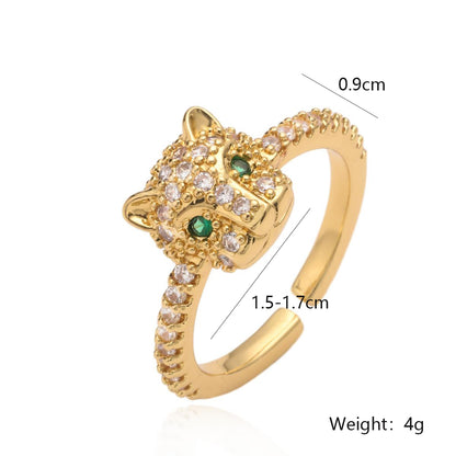 Simple Style Snake Copper 18k Gold Plated Zircon Open Rings In Bulk