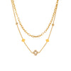 Wholesale Vintage Style Flower Titanium Steel Plating Inlay 18k Gold Plated Zircon Necklace