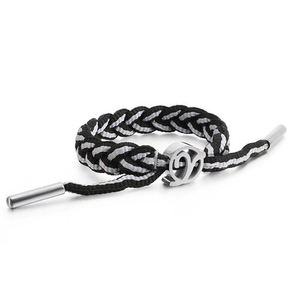 1 Piece Simple Style Letter Color Block Rope Titanium Steel Polishing Couple Bracelets