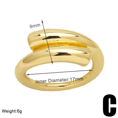 Simple Style Heart Shape Copper Plating 18k Gold Plated Open Rings