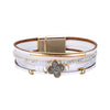 1 Piece Retro Four Leaf Clover Pu Leather Alloy Handmade Rhinestones Women's Bangle