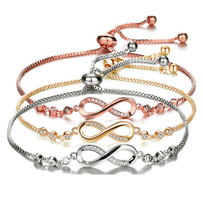 Simple Style Infinity Copper Plating Inlay Zircon Gold Plated Bracelets