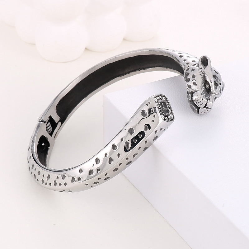 Hip-hop Cheetah Print Stainless Steel Plating Bangle 1 Piece