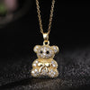 Cartoon Style Bear Copper Inlay Zircon Pendant Necklace