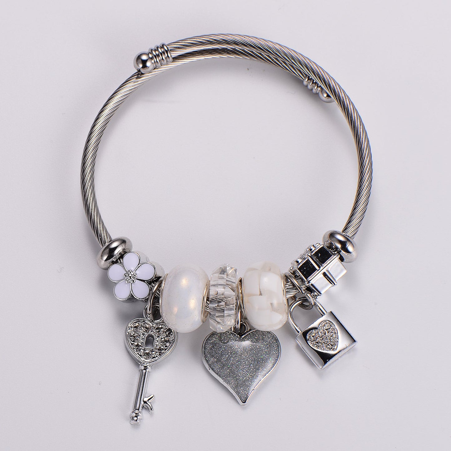 Stainless Steel Casual Elegant Heart Shape Key Bangle