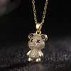 Cartoon Style Bear Copper Inlay Zircon Pendant Necklace