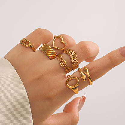 Stainless Steel 18K Gold Plated Simple Style Classic Style Solid Color Plating Open Rings