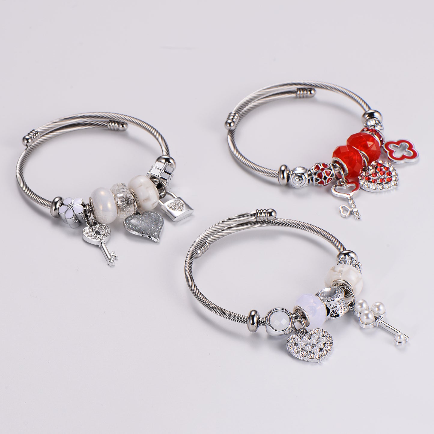 Stainless Steel Casual Elegant Heart Shape Key Bangle