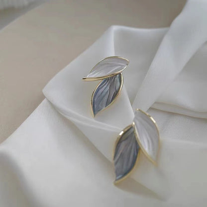 1 Pair Fashion Leaf Letter Square Imitation Pearl Alloy Inlay Rhinestones Opal Women's Earrings