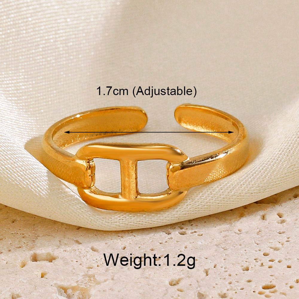 Stainless Steel 18K Gold Plated Simple Style Classic Style Solid Color Plating Open Rings