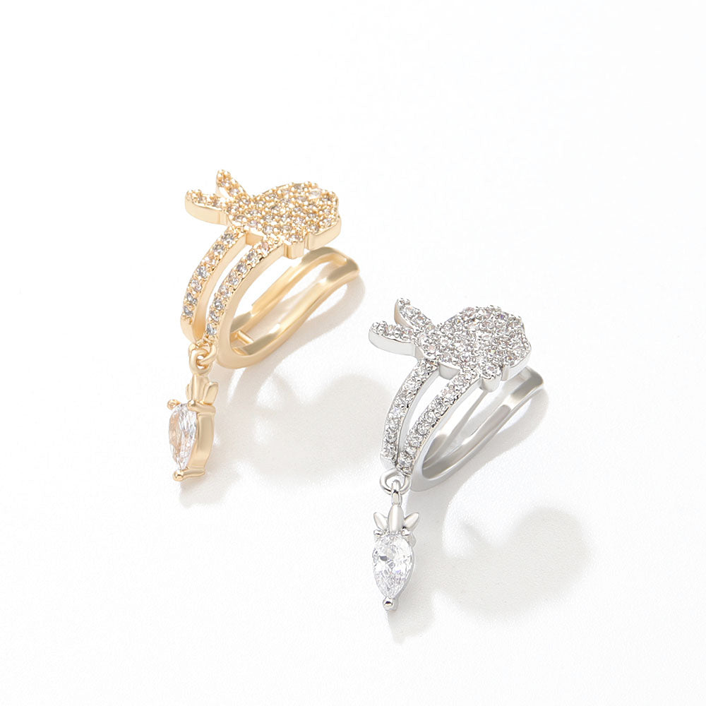 1 Piece Fashion Rabbit Fox Copper Plating Zircon Ear Clips