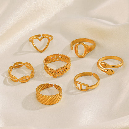 Stainless Steel 18K Gold Plated Simple Style Classic Style Solid Color Plating Open Rings