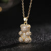 Cartoon Style Bear Copper Inlay Zircon Pendant Necklace