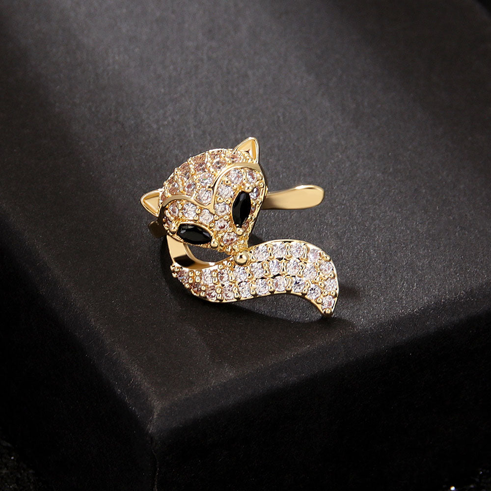 1 Piece Fashion Rabbit Fox Copper Plating Zircon Ear Clips