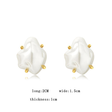 1 Pair Simple Style Solid Color Plating Imitation Pearl Gold Plated Ear Studs