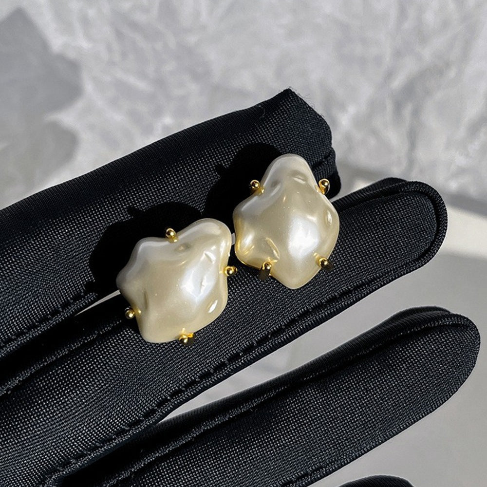 1 Pair Simple Style Solid Color Plating Imitation Pearl Gold Plated Ear Studs