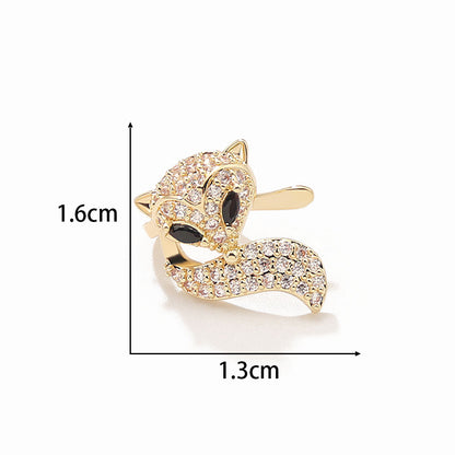 1 Piece Fashion Rabbit Fox Copper Plating Zircon Ear Clips