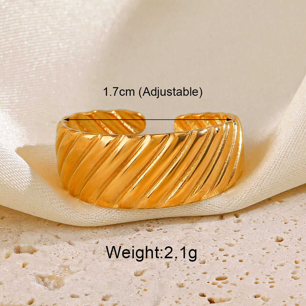 Stainless Steel 18K Gold Plated Simple Style Classic Style Solid Color Plating Open Rings