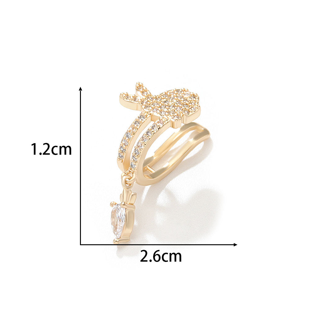 1 Piece Fashion Rabbit Fox Copper Plating Zircon Ear Clips