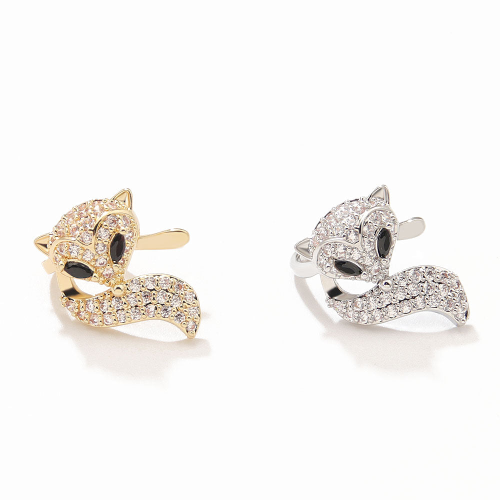 1 Piece Fashion Rabbit Fox Copper Plating Zircon Ear Clips