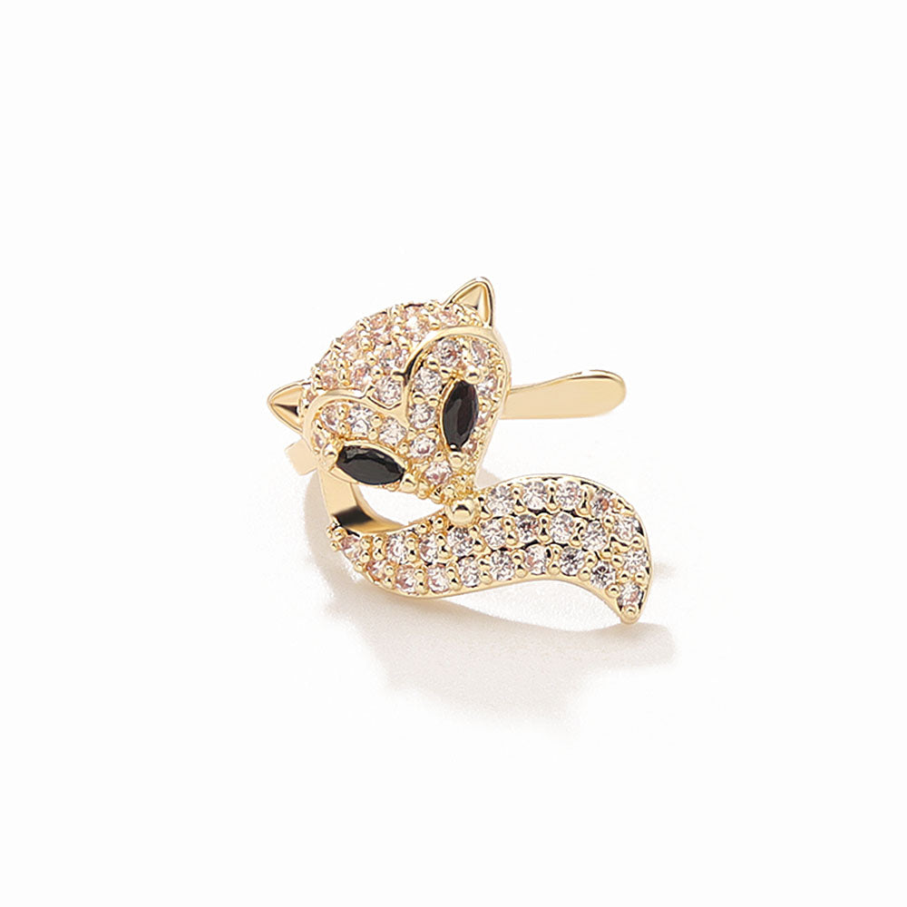 1 Piece Fashion Rabbit Fox Copper Plating Zircon Ear Clips