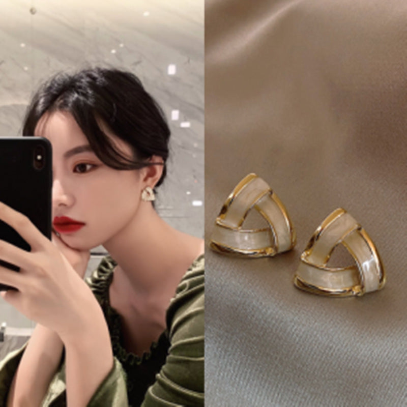 1 Pair Fashion Leaf Letter Square Imitation Pearl Alloy Inlay Rhinestones Opal Women's Earrings