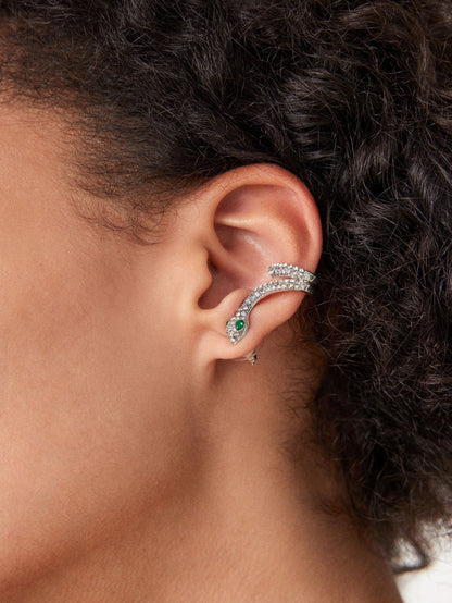 1 Piece Ig Style Elegant Snake Plating Inlay Alloy Zircon Silver Plated Ear Studs