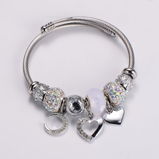 Stainless Steel Casual Elegant Heart Shape Bangle