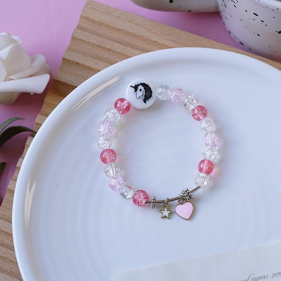 Cartoon Style Bear Unicorn Crown Beaded Alloy Plating Kid's Bracelets