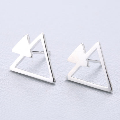 1 Pair Cute Sweet Triangle Bow Knot Snowflake Plating Sterling Silver Ear Studs