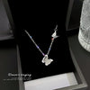 Casual Heart Shape Butterfly Titanium Steel Plating Inlay Shell Zircon Necklace