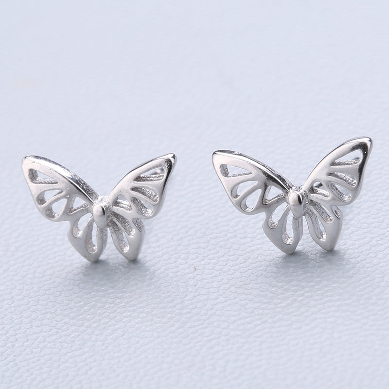 1 Pair Cute Sweet Triangle Bow Knot Snowflake Plating Sterling Silver Ear Studs