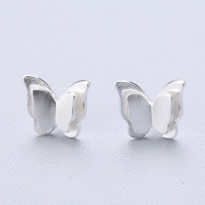 1 Pair Cute Sweet Triangle Bow Knot Snowflake Plating Sterling Silver Ear Studs