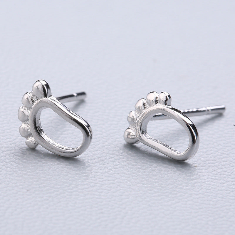 1 Pair Cute Sweet Triangle Bow Knot Snowflake Plating Sterling Silver Ear Studs