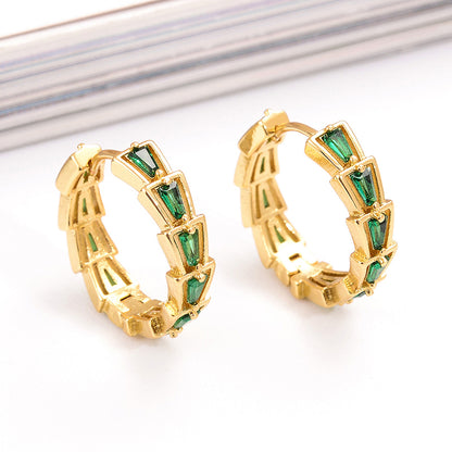 1 Pair Elegant Shiny Round Plating Inlay Copper Zircon 18k Gold Plated Hoop Earrings