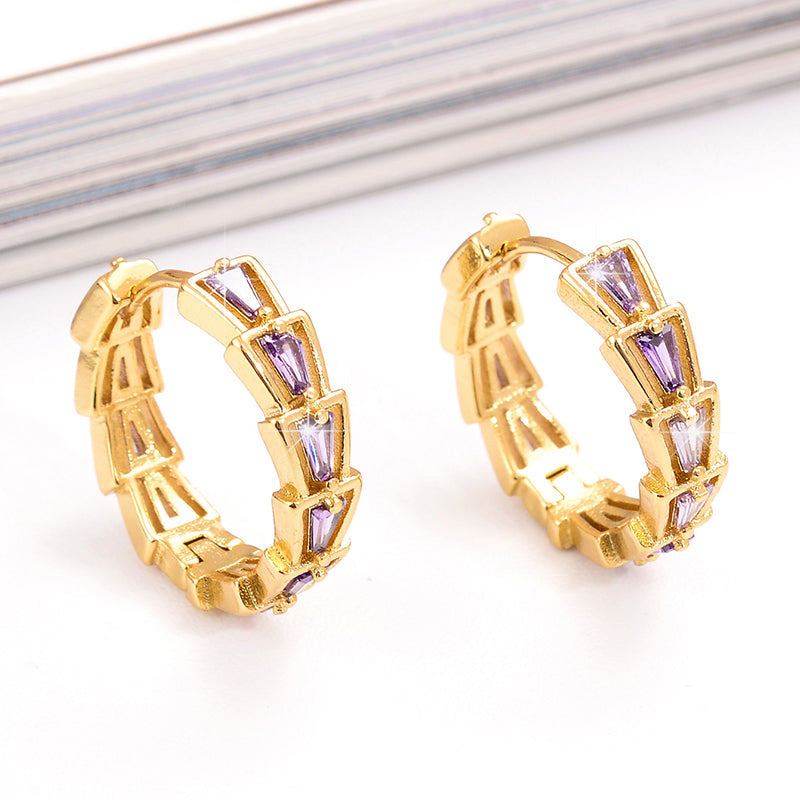 1 Pair Elegant Shiny Round Plating Inlay Copper Zircon 18k Gold Plated Hoop Earrings