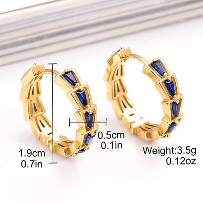 1 Pair Elegant Shiny Round Plating Inlay Copper Zircon 18k Gold Plated Hoop Earrings