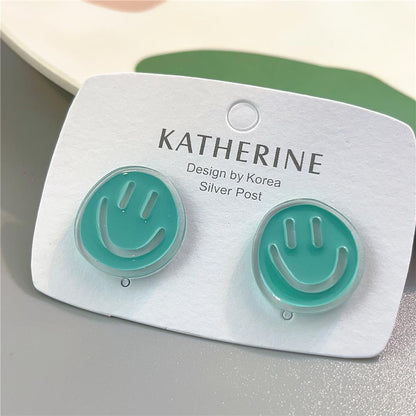 1 Pair Cute Smiley Face Enamel Arylic Ear Cuffs Ear Studs