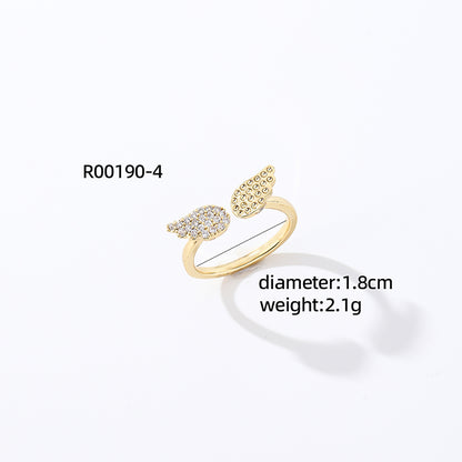 Casual Retro Bear Snake Leopard Copper Inlay Zircon Open Rings