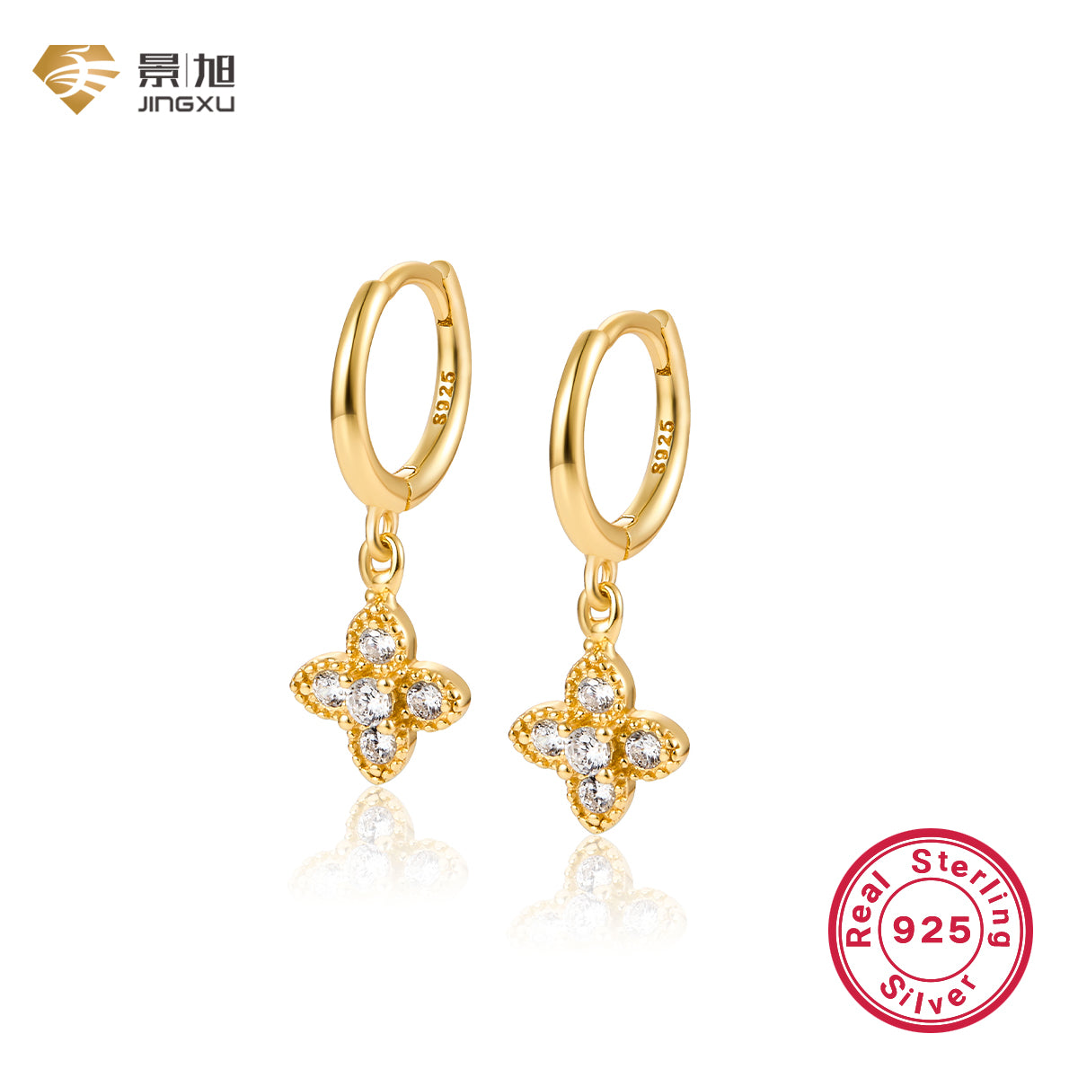 1 Pair Lady Cross Plating Inlay Sterling Silver Zircon 18k Gold Plated White Gold Plated Earrings