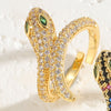 Simple Style Snake Copper Plating Inlay Zircon 14k Gold Plated White Gold Plated Open Rings